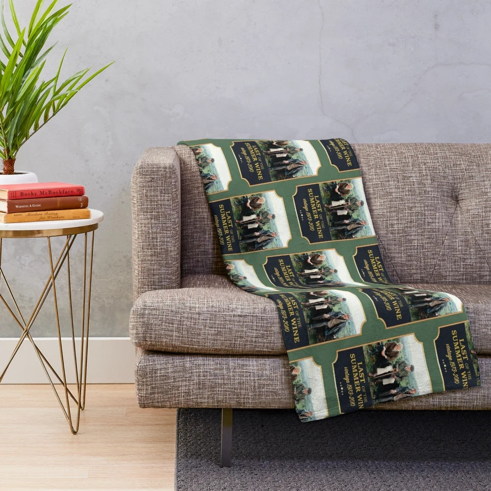 Plush blanket with "Last of the Summer Wine" inspired design