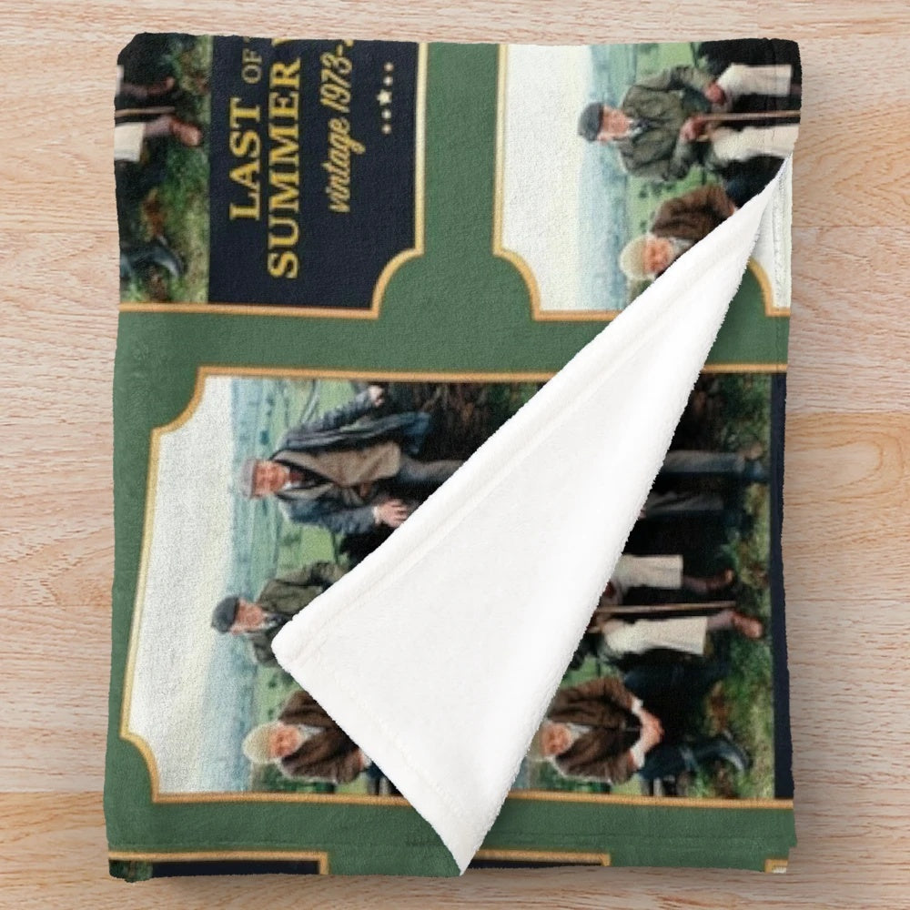 Plush blanket with "Last of the Summer Wine" inspired design