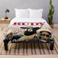 Plush blanket inspired by the biographical sports movie 'Rudy