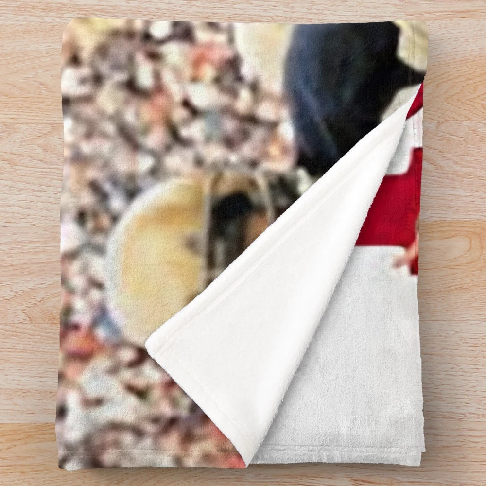 Plush blanket inspired by the biographical sports movie 'Rudy