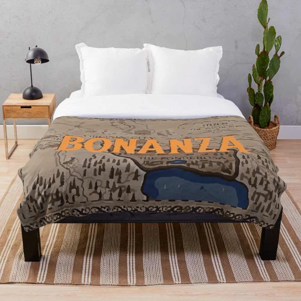 Plush blanket featuring the iconic Bonanza TV series logo