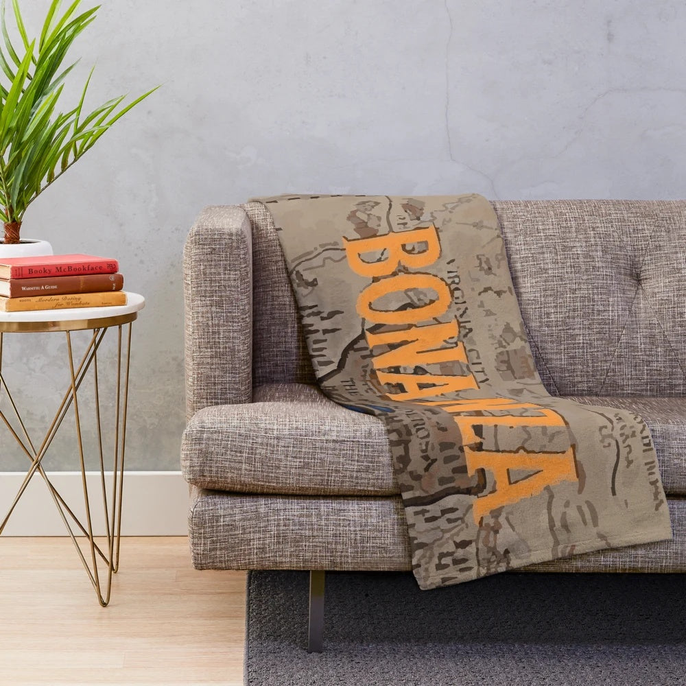 Plush blanket featuring the iconic Bonanza TV series logo