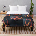Plush blanket with wicker man and fire imagery, perfect for horror movie fans