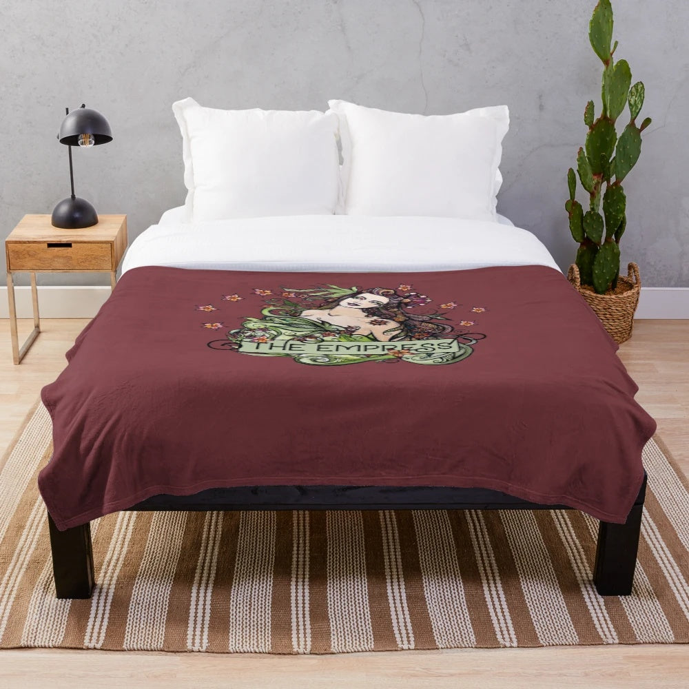 The Empress Plush Blanket featuring a tarot card design