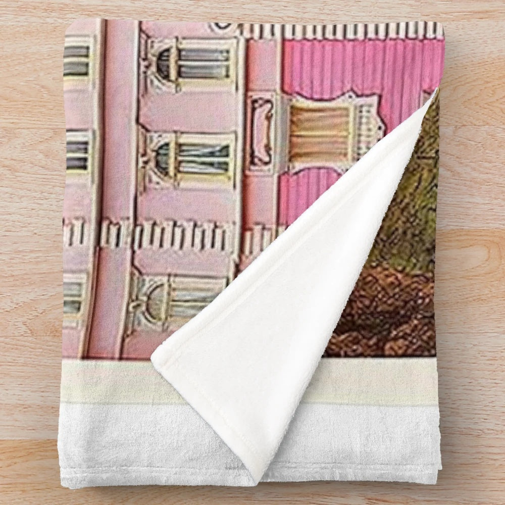 Plush blanket featuring elements from the movie The Grand Budapest Hotel