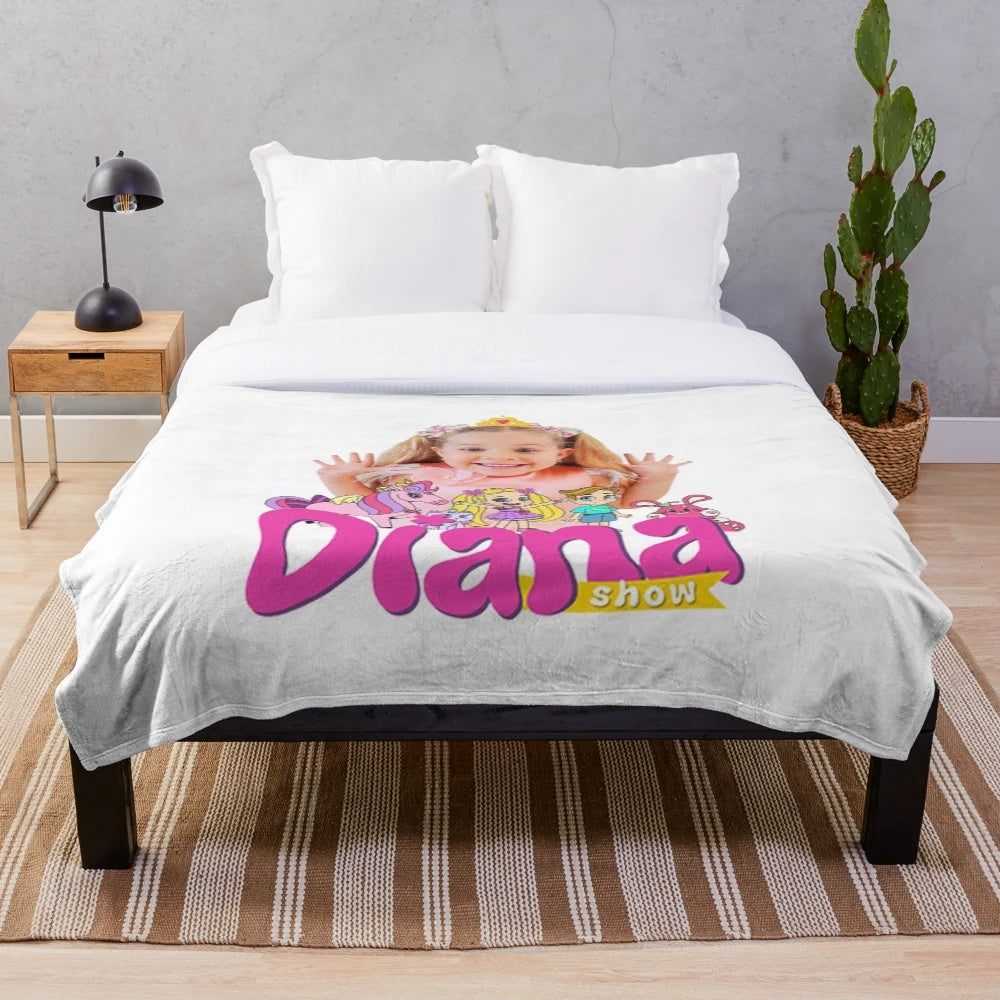 Plush blanket featuring characters from the popular YouTube kids show The Kids Diana Show