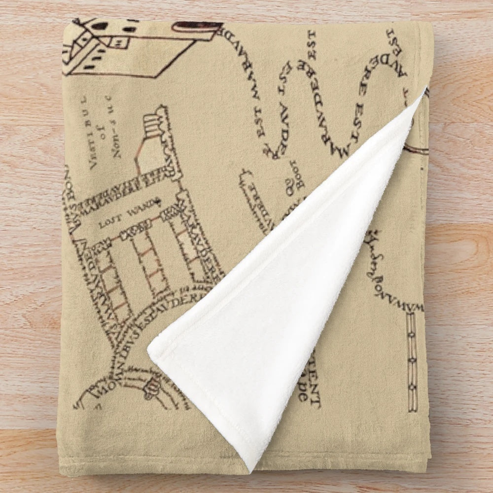 Marauder's Map Inspired Plush Blanket