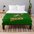 Plush blanket featuring The Mighty Ducks hockey team logo and jersey design