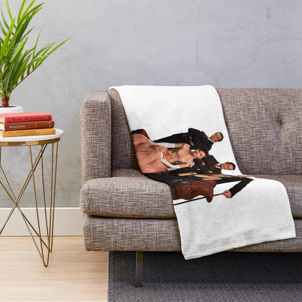 Plush blanket with Murdoch Mysteries-inspired design