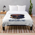 Plush blanket featuring the Newfoundland Growlers hockey team logo and colors