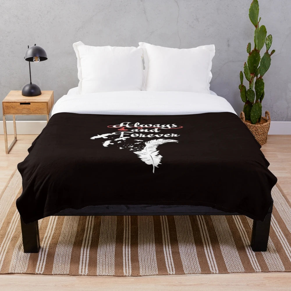 Plush blanket with "Always and Forever" design, featuring the Mikaelson brothers from The Originals TV series