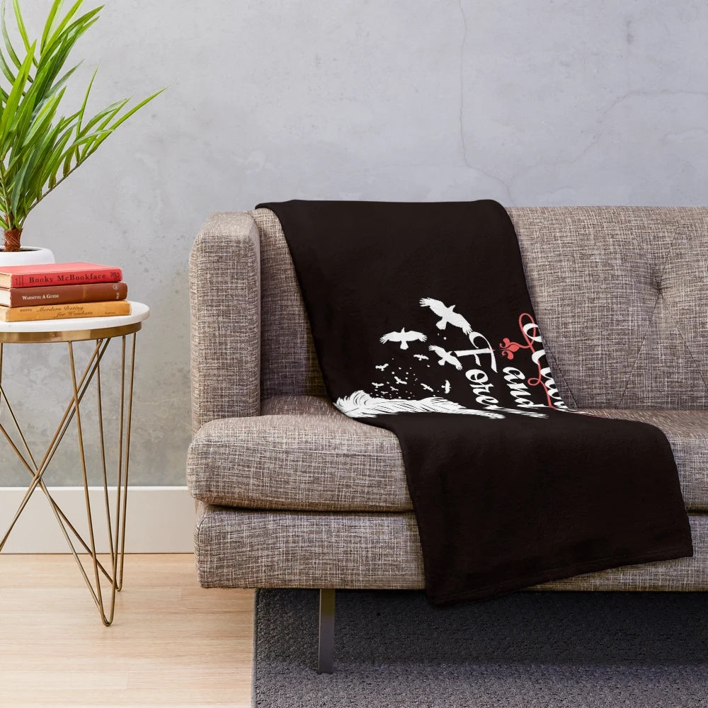 Plush blanket with "Always and Forever" design, featuring the Mikaelson brothers from The Originals TV series