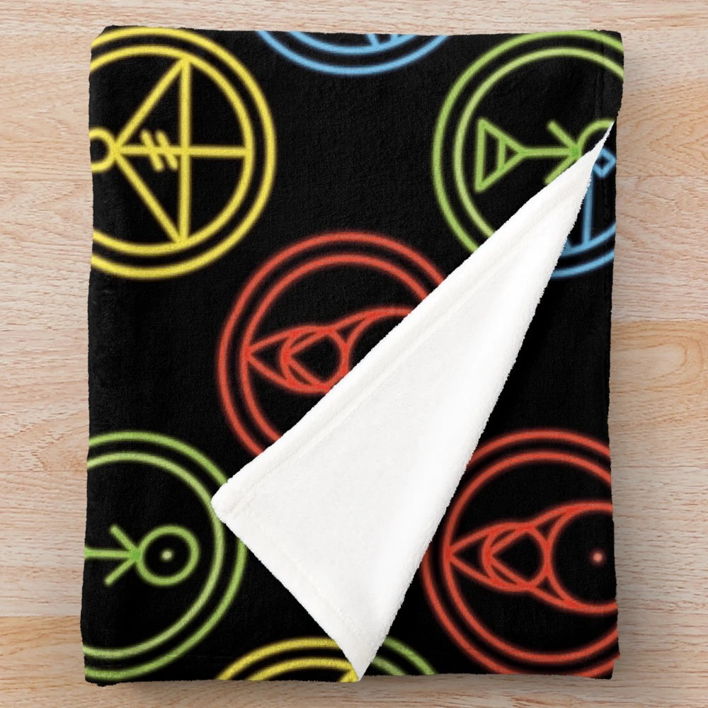 Plush blanket featuring magical glyphs from the Owl House