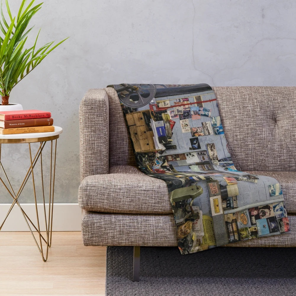 Plush blanket featuring the projection booth of the Rio Cinema