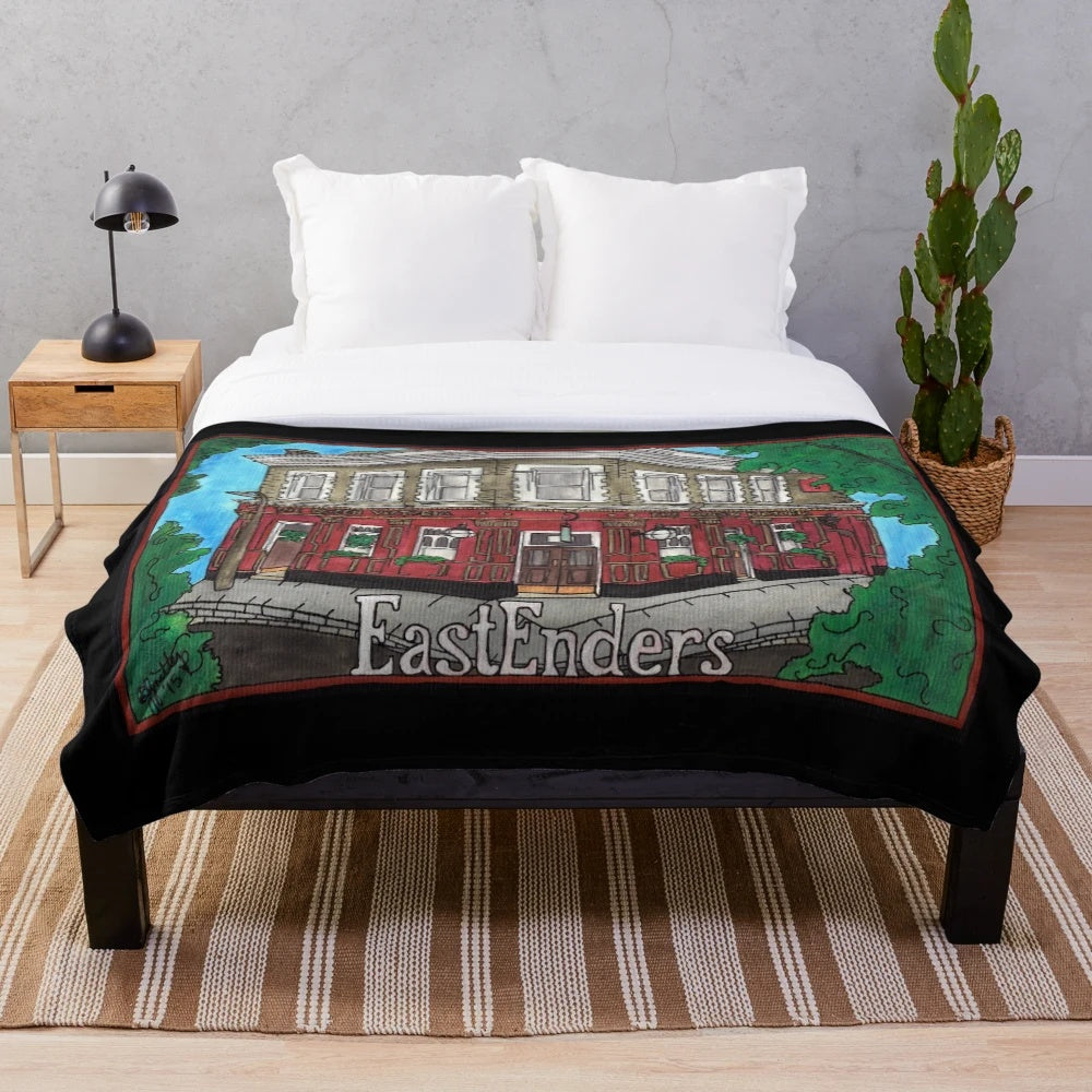 Cozy plush blanket inspired by The Vic Pub from the BBC series EastEnders