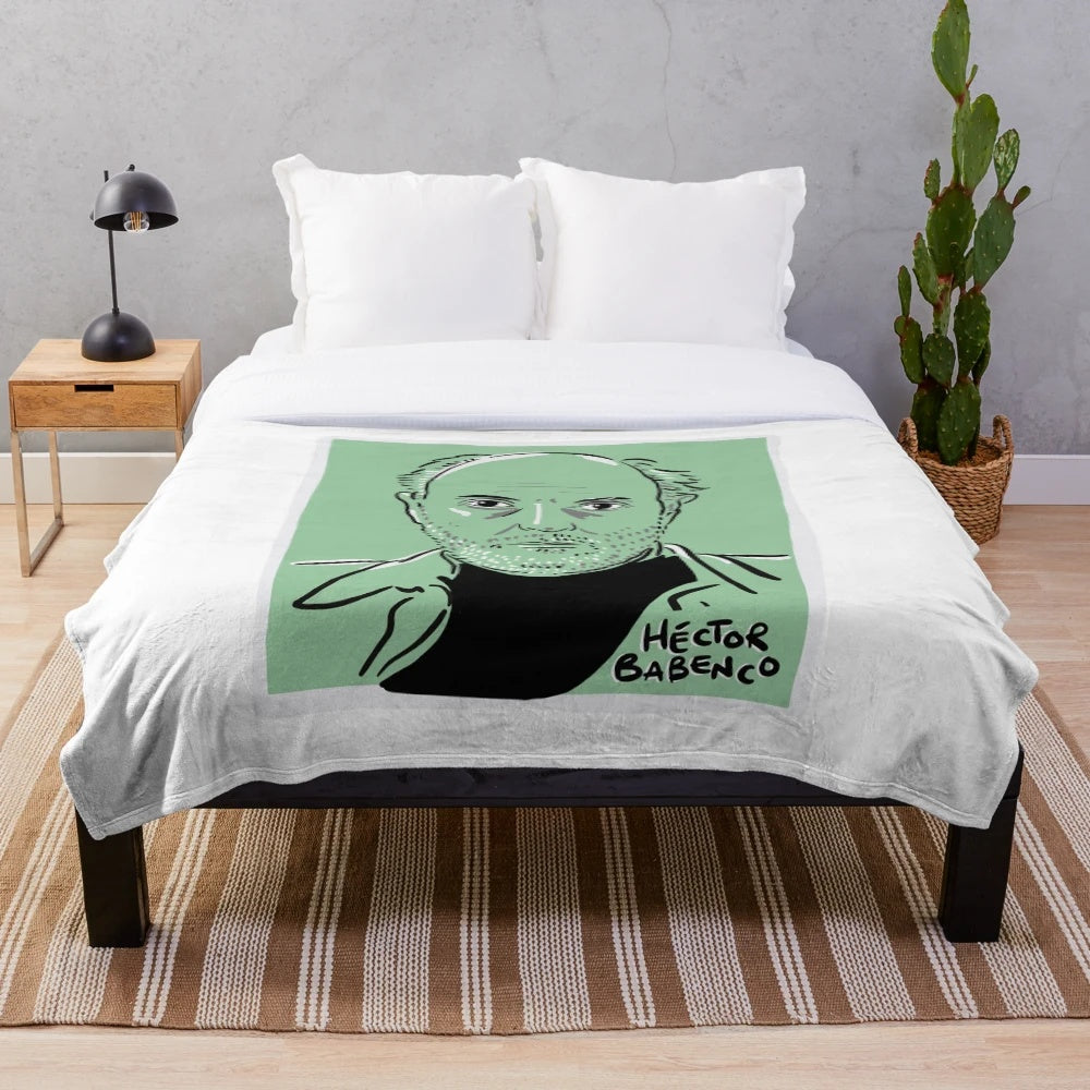 Plush blanket with world cinema and filmmaker imagery
