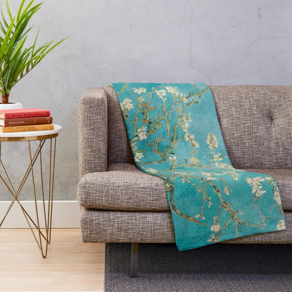 Plush blanket featuring Vincent Van Gogh's Almond Blossoms painting