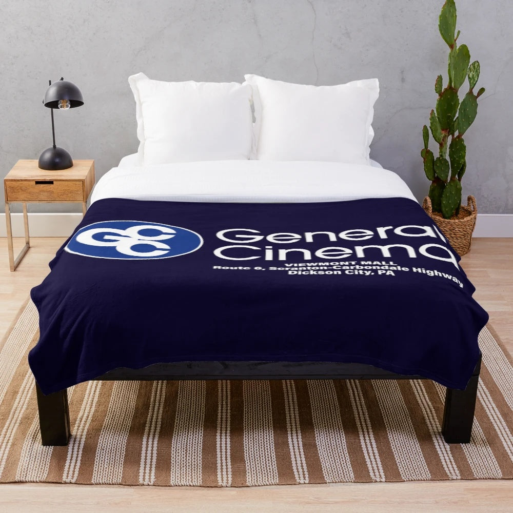 Plush blanket featuring vintage cinema and dead mall nostalgia design