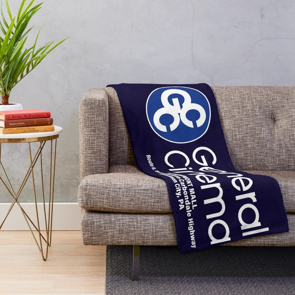 Plush blanket featuring vintage cinema and dead mall nostalgia design