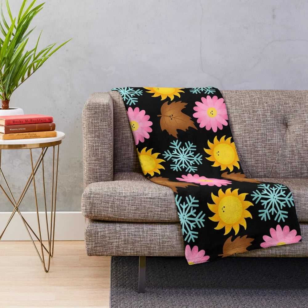 Cozy plush blanket with happy seasonal designs
