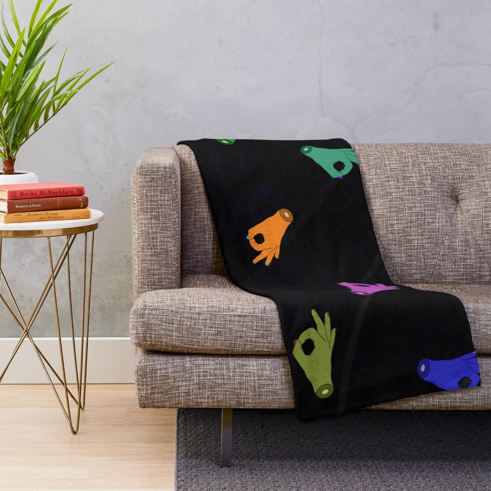 Soft and plush blanket with a circle game/gotcha meme design