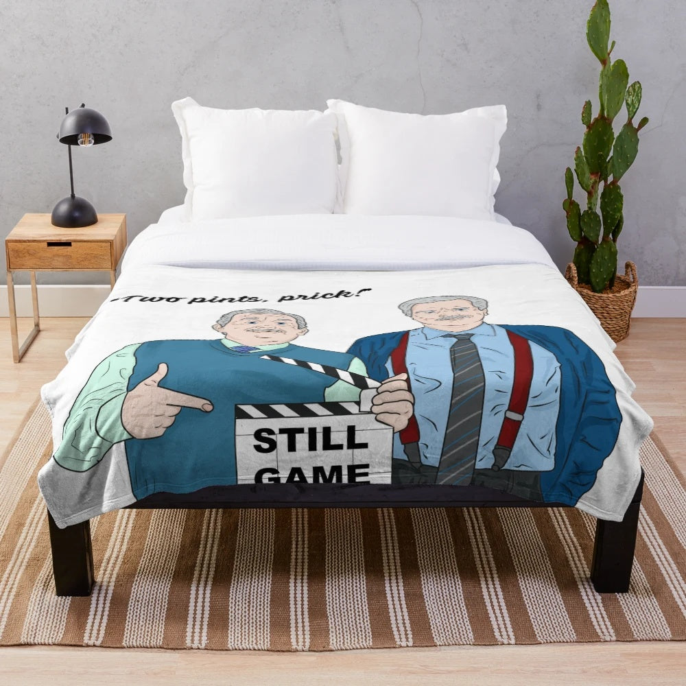 Cozy and soft plush blanket with Two Pints TV show design
