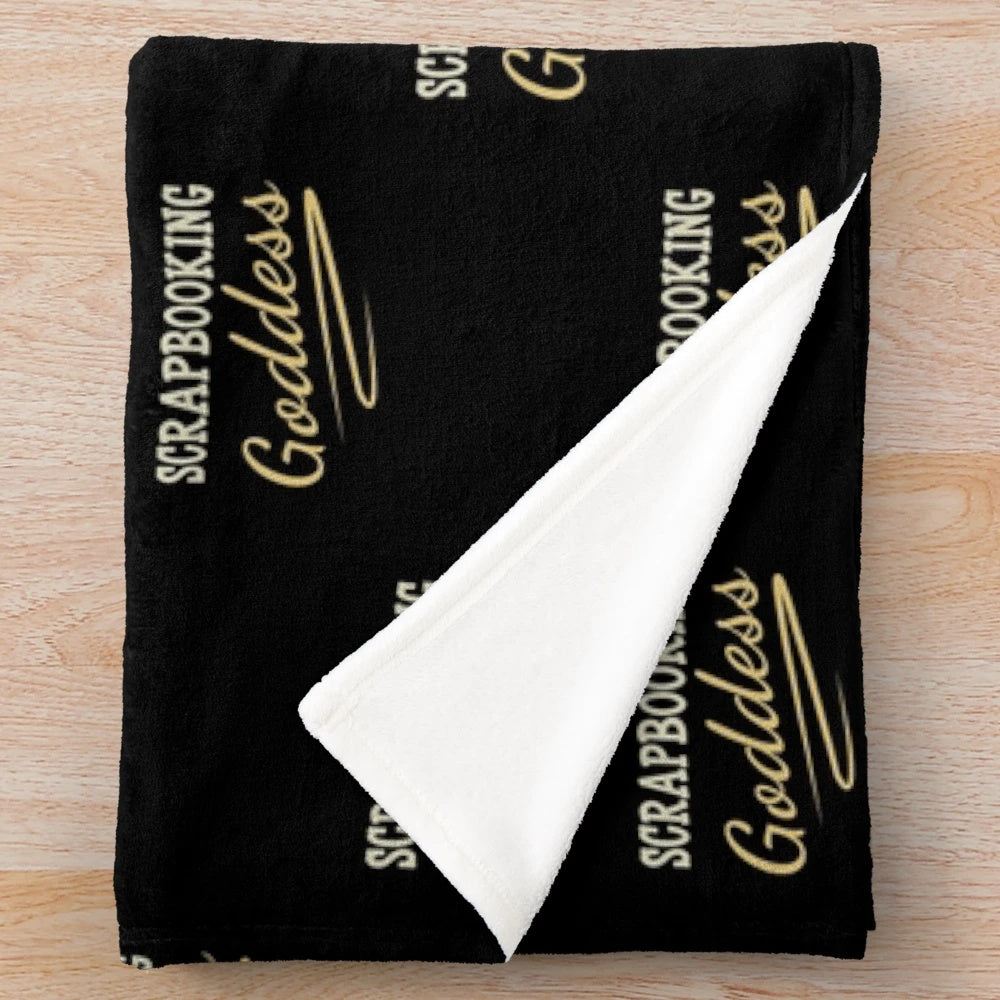 Plush blanket with 'Scrapbooking Goddess' design, ideal for scrapbookers