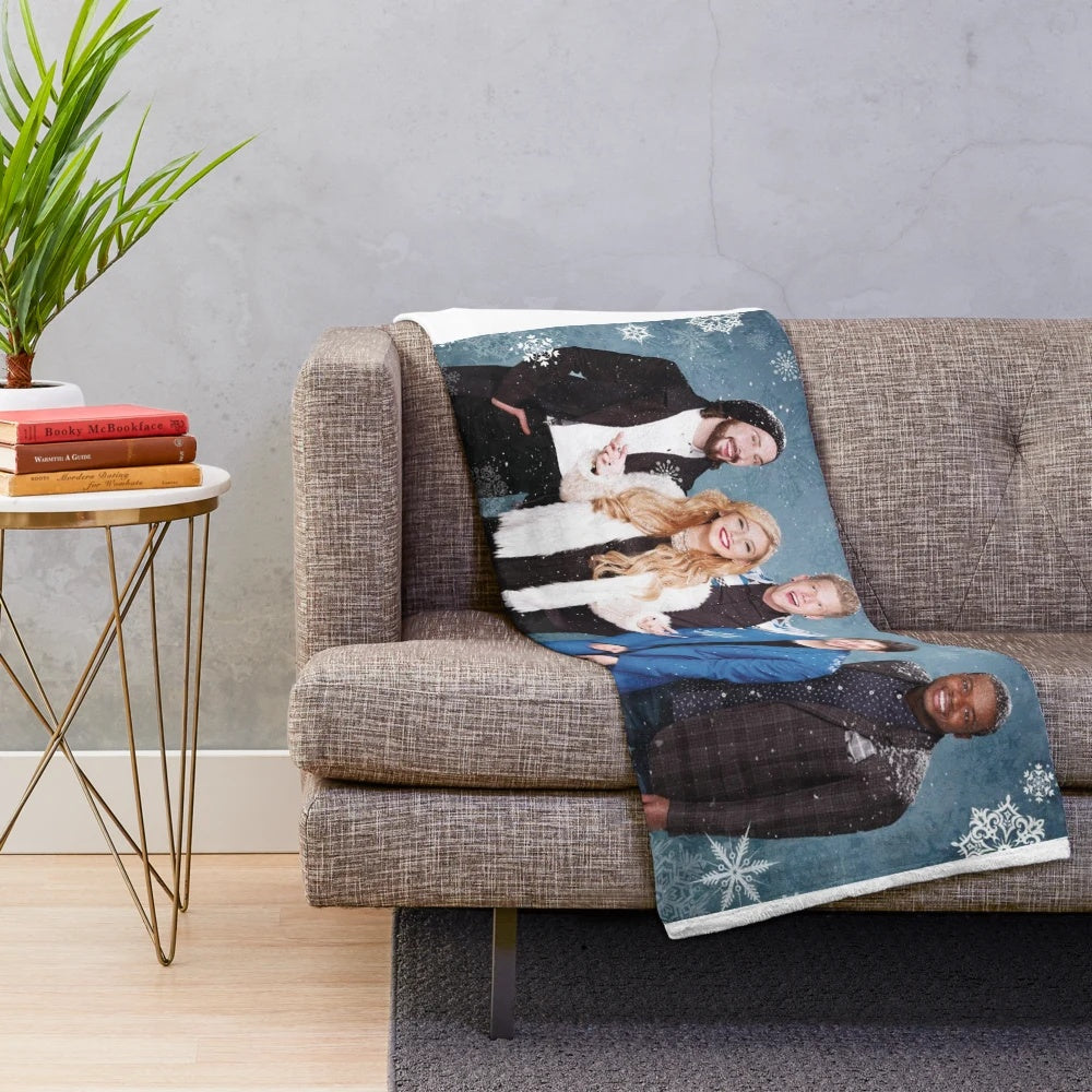 Cozy plush blanket with snow and winter theme