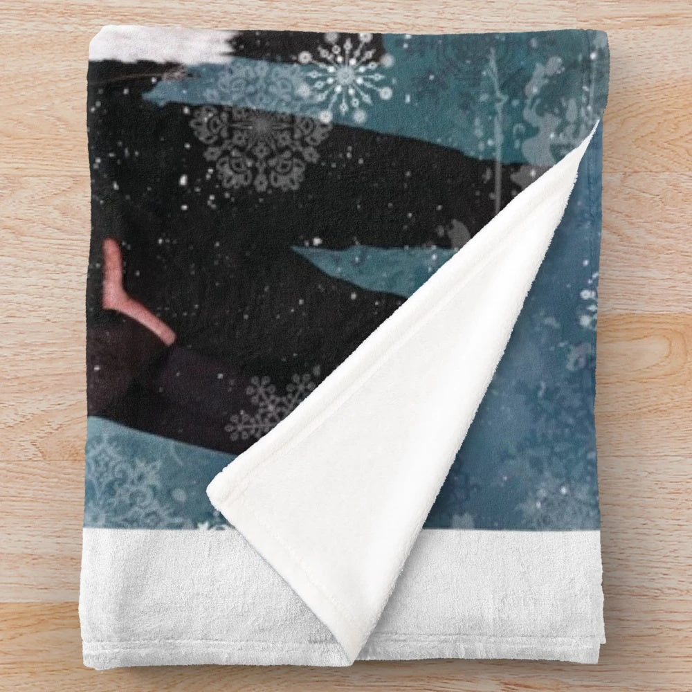 Cozy plush blanket with snow and winter theme