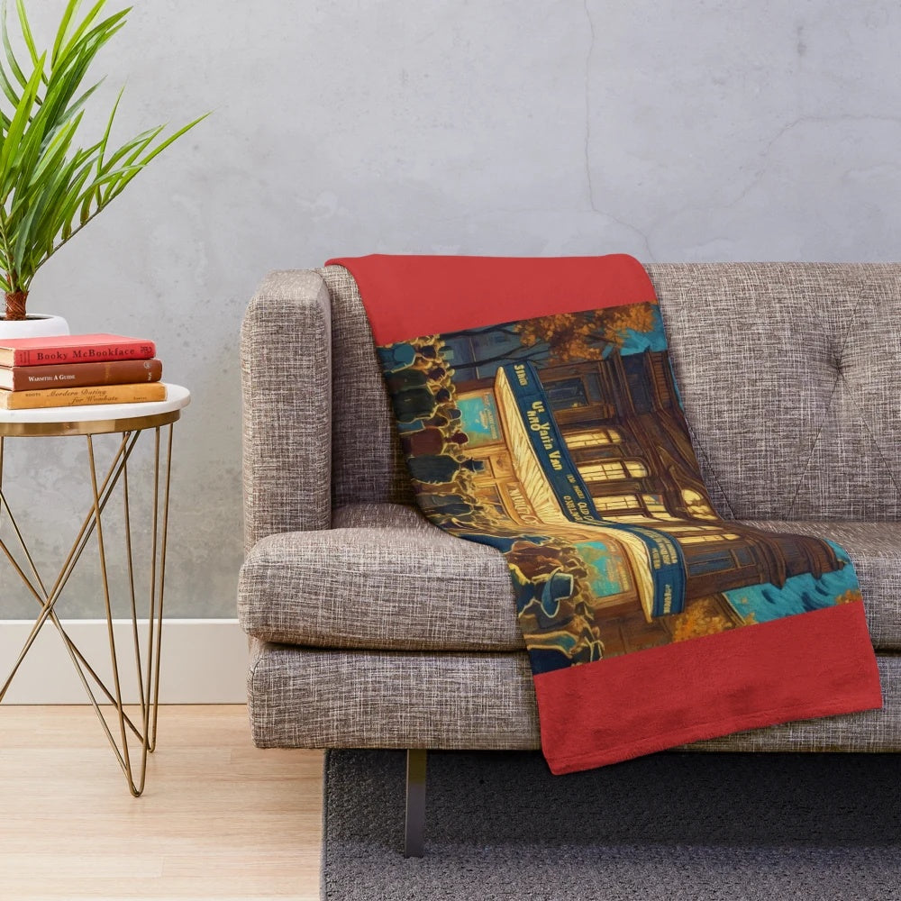 Cozy plush blanket featuring the entrance to an old cinema, evoking a nostalgic cinematic experience