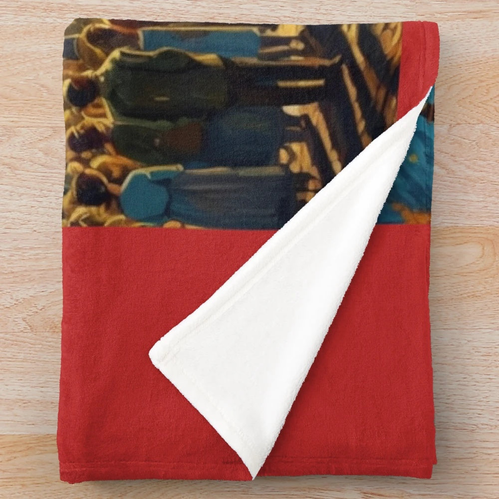 Cozy plush blanket featuring the entrance to an old cinema, evoking a nostalgic cinematic experience