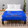 Soft plush blanket with motor neurone disease awareness design