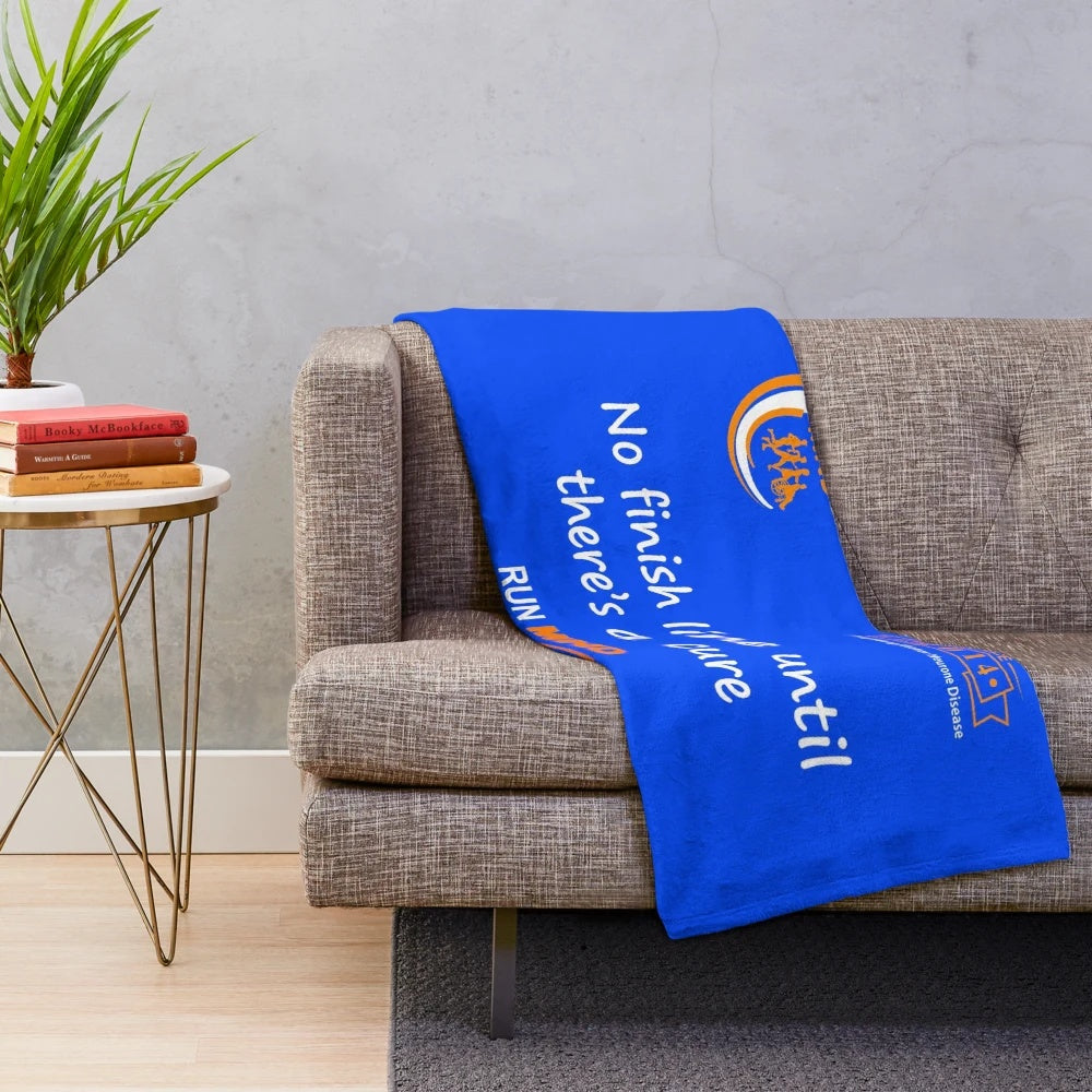 Soft plush blanket with motor neurone disease awareness design
