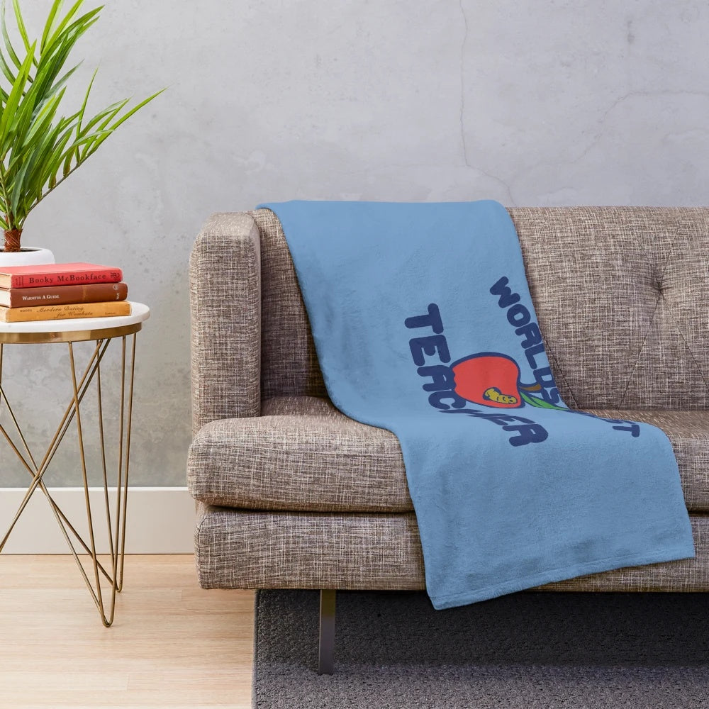 Soft and Cuddly Plush Blanket with "Worlds Best Teacher" Design