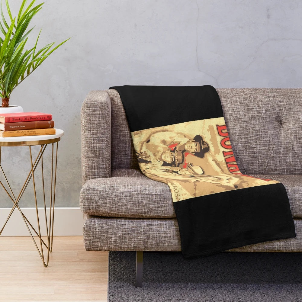 Plush blanket with a classic western TV series design