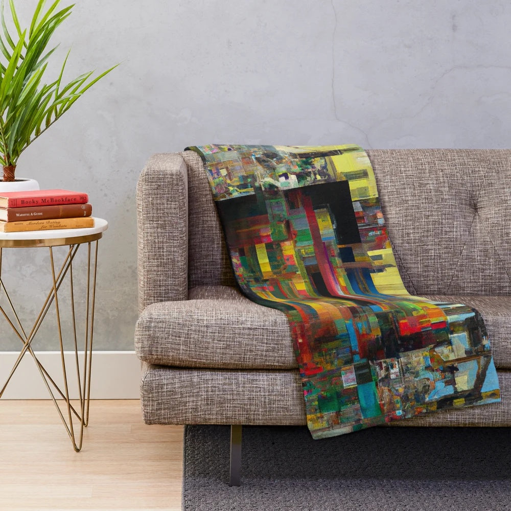 Soft plush blanket featuring abstract art and graphic design patterns