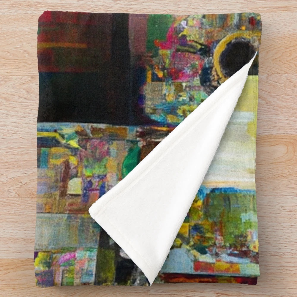 Soft plush blanket featuring abstract art and graphic design patterns