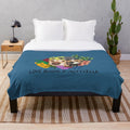Plush blanket featuring cute dogs and blooming flowers