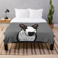 Plush blanket with a cute English bull terrier dog portrait