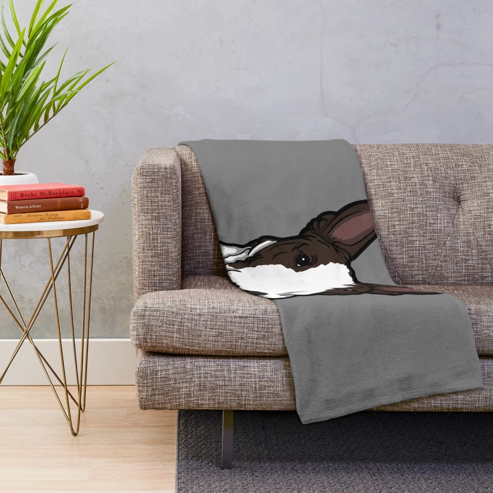 Plush blanket with a cute English bull terrier dog portrait