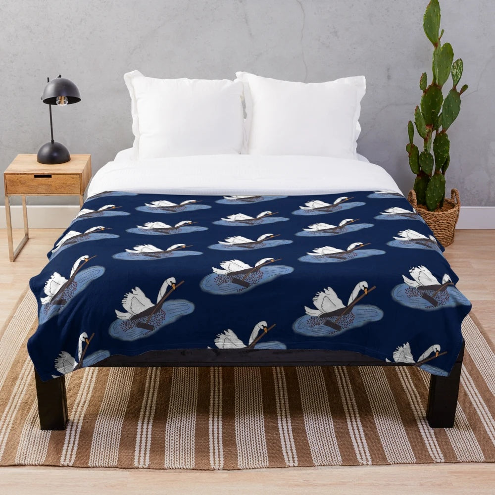Soft and plush swan-themed blanket for a cozy home