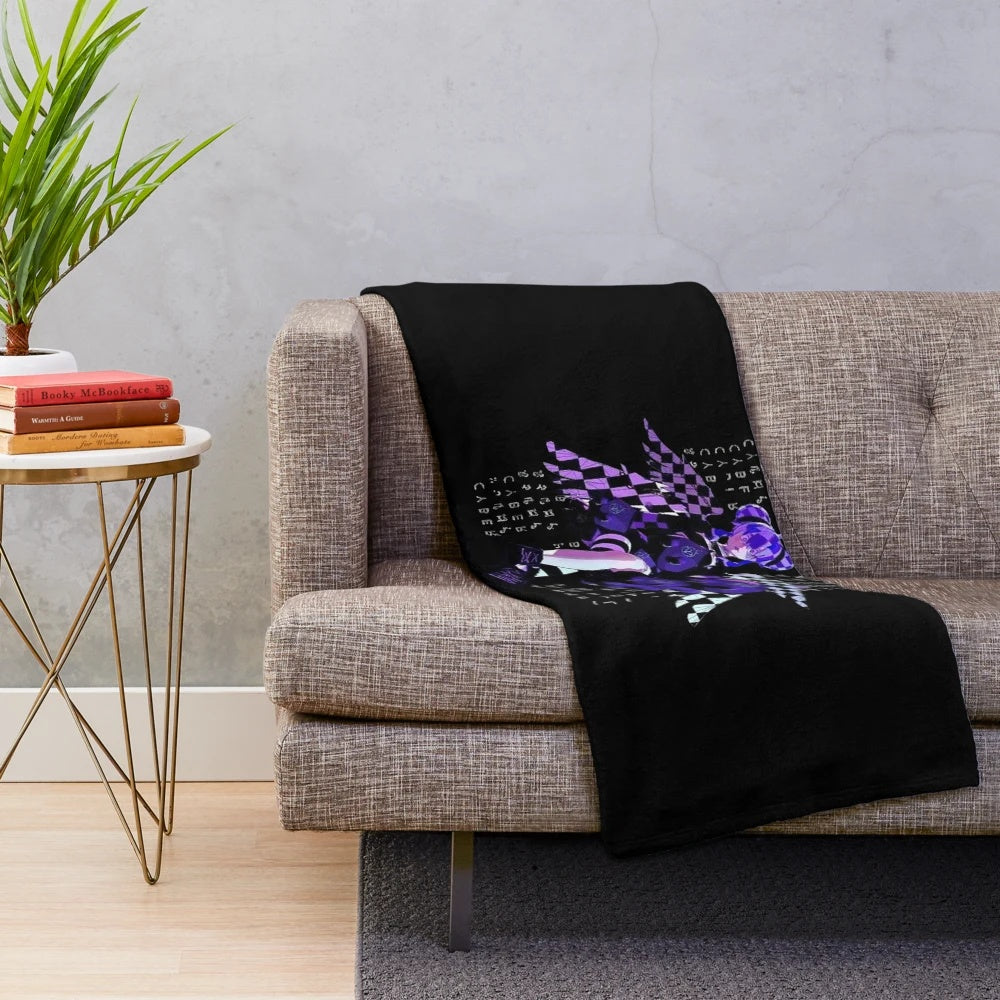Plush blanket featuring anime-inspired cyber aesthetic design