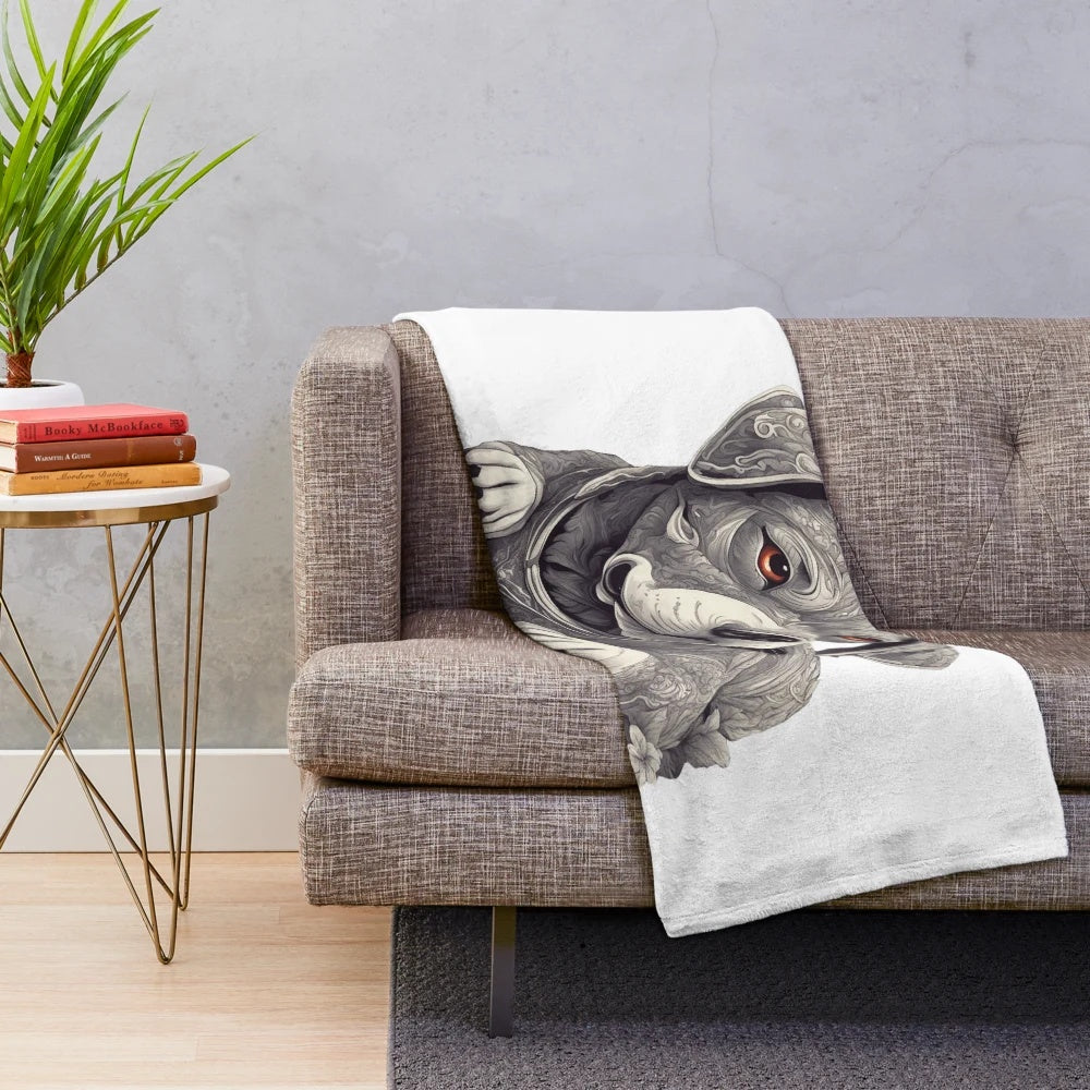 Cozy plush blanket featuring a beautiful artistic dog portrait