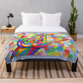 Plush blanket with American Sign Language "I Love You" on a bubble background