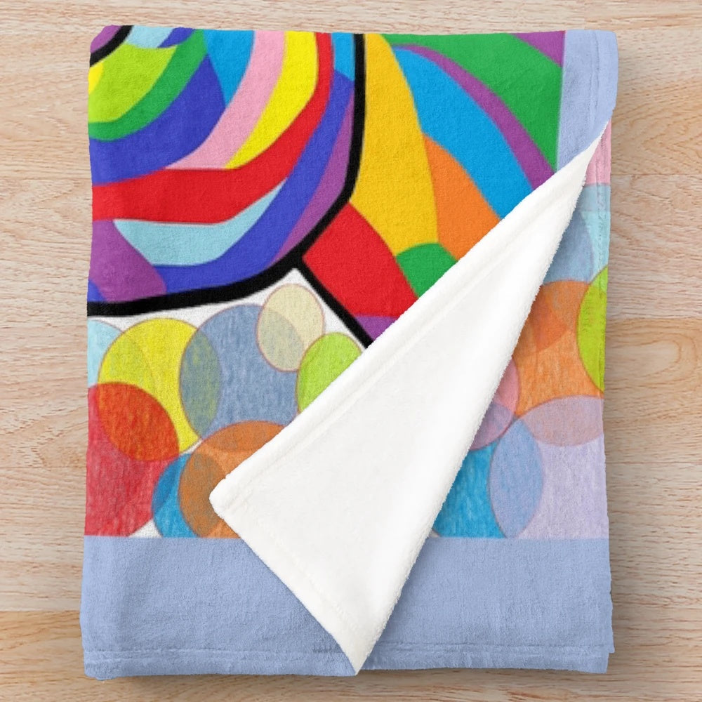 Plush blanket with American Sign Language "I Love You" on a bubble background