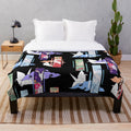 Soft and plush blanket featuring beautiful Japanese kimono-inspired pattern with birds and clouds