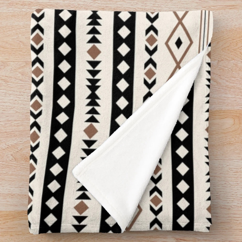 Plush Blanket with Vibrant Aztec and Tribal Patterns
