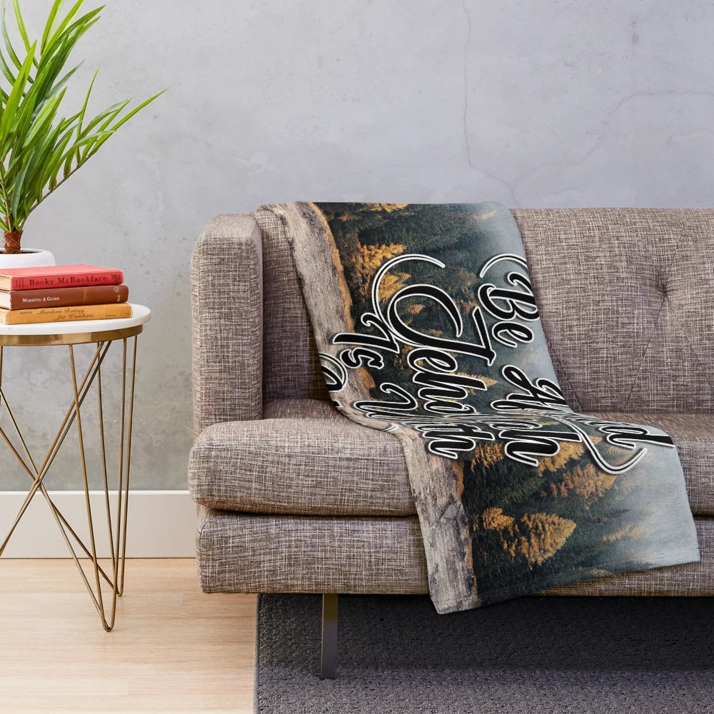 Plush blanket with nature scene and Bible verse "Jehovah is with you - Isaiah 41:10