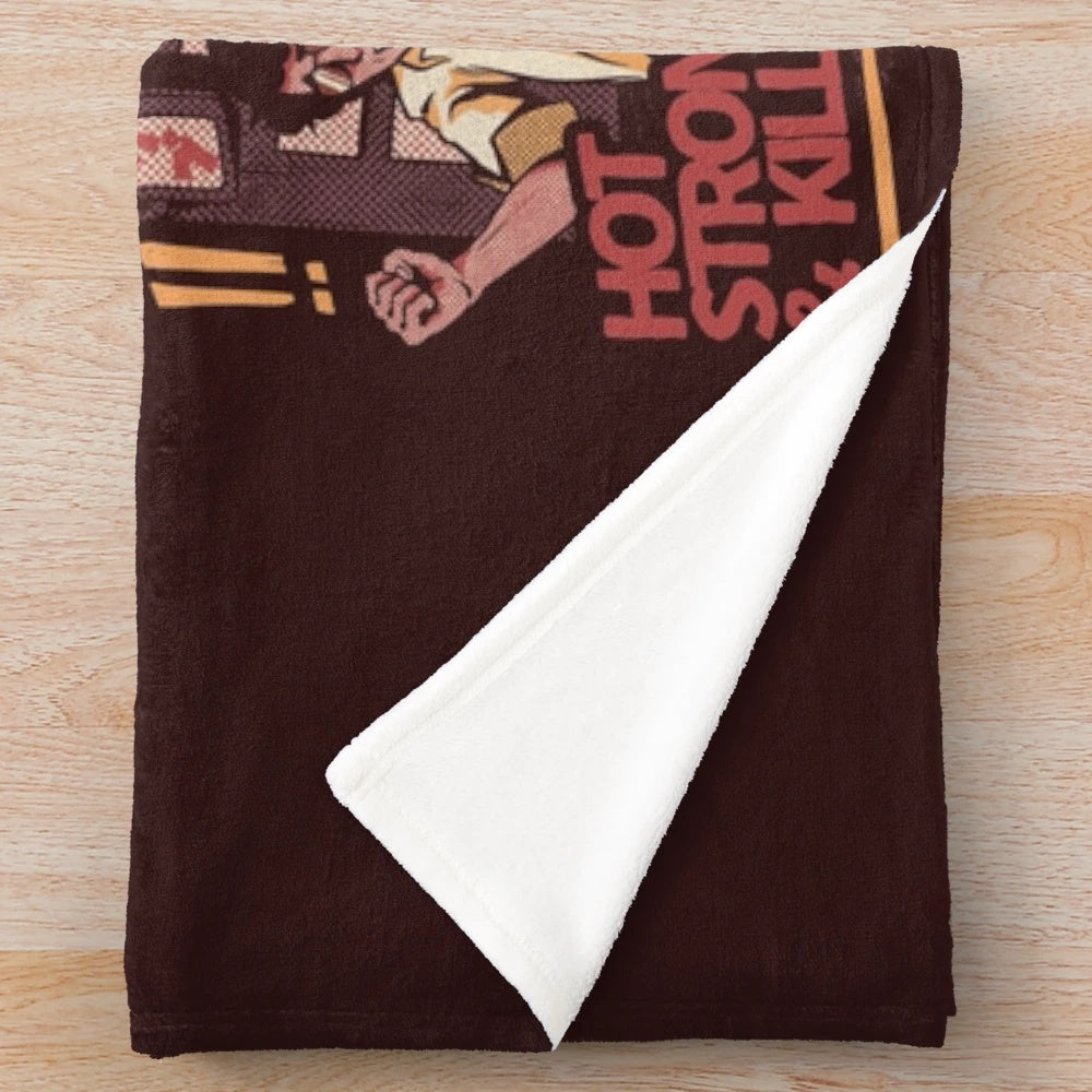 Plush blanket with black magic coffee inspired design