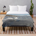 Plush blanket featuring a beautiful winter nature landscape with bare trees, snow, and frozen water